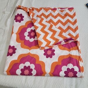 Jonathan Adler Happy Chic Flower Power Mod Zigzag Reversible Duvet Cover Queen